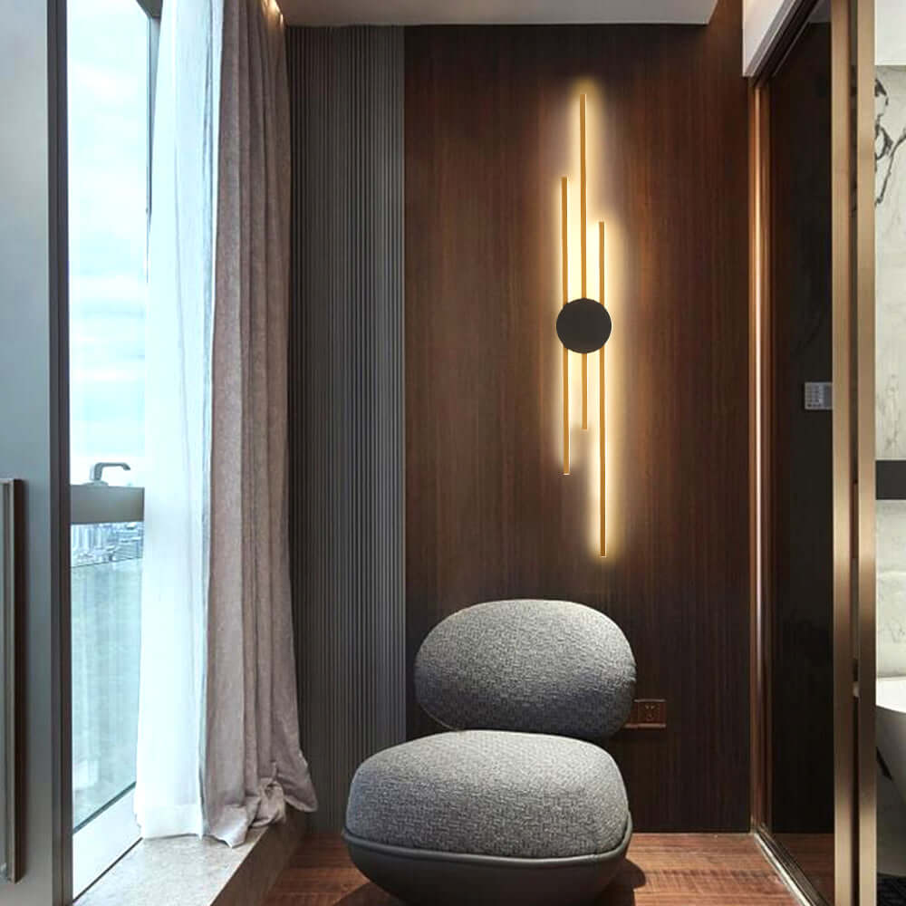 Moderne Industrielle LED-Wandleuchte Gold Schwarz