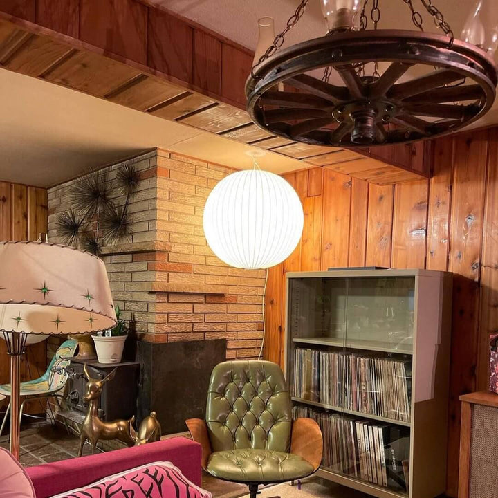 Moderne Hängelampe Weiß - Seide &Stahl