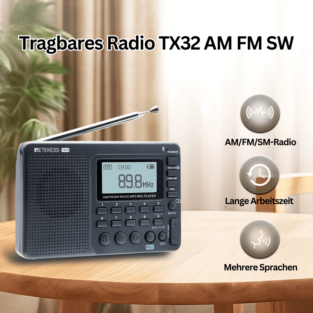 Tragbares Multiband-Radio mit Aufnahmefunktion