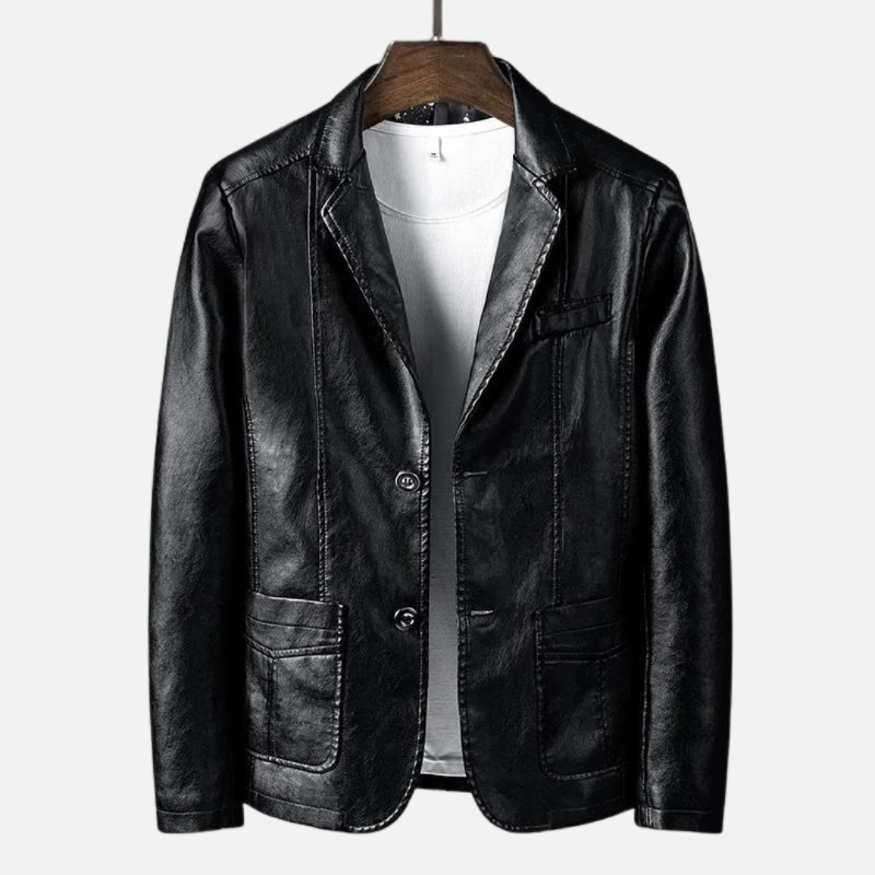 Men's button-up tailored jacket, featuring multiple pockets and a smart fit, ideal for stylish men's outerwear.