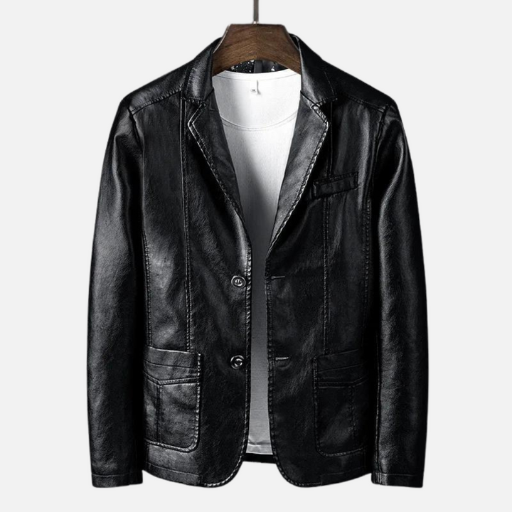 Men's button-up tailored jacket, featuring multiple pockets and a smart fit, ideal for stylish men's outerwear.