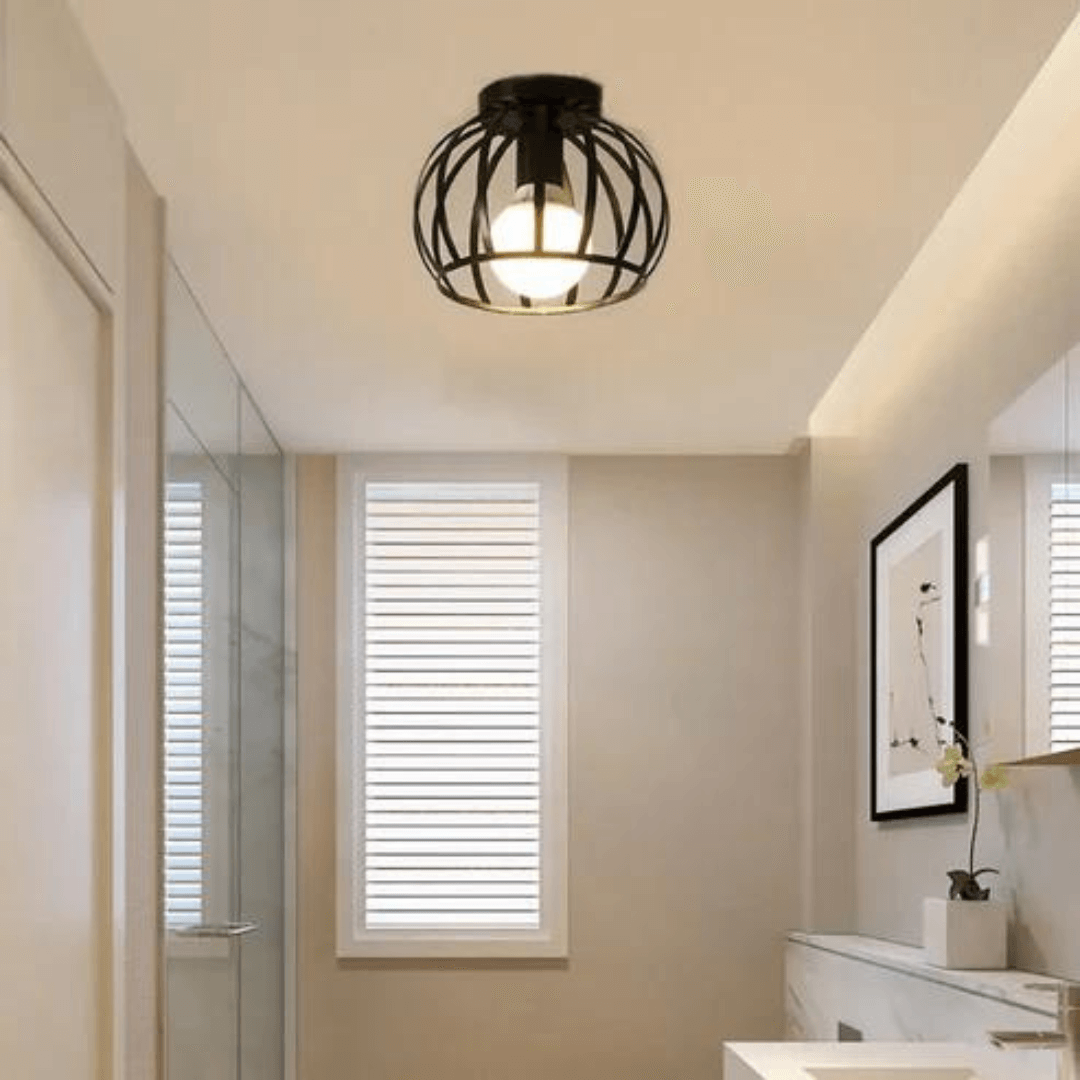 Industrielle Deckenleuchte Schwarz Metall Design