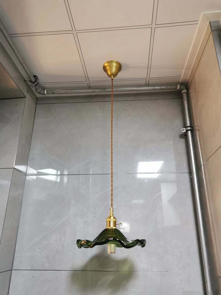 LED-Hängeleuchte, Buntglas & Kupfer - Modernes Design