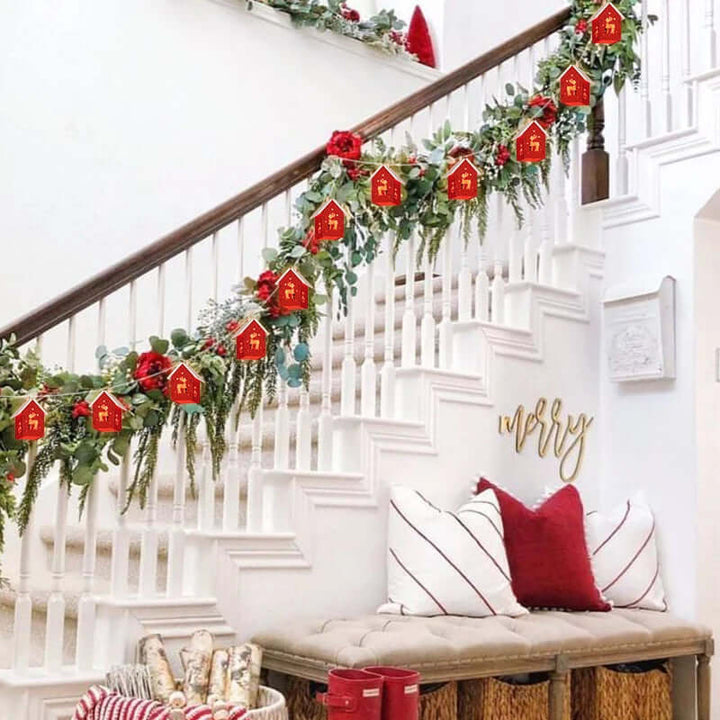 Hängende Holz-Weihnachtshäuser mit LED