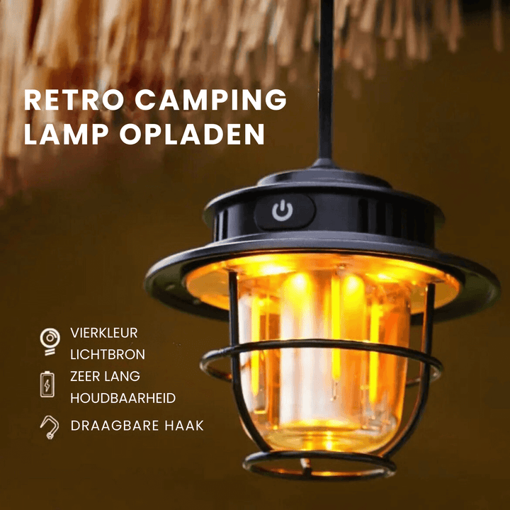 Tragbare LED-Campinglampe mit Retro-Stil