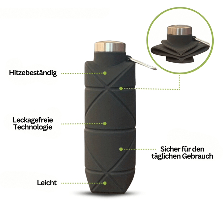 Faltbare Wasserflasche 750ml - BPA-frei, Silikon
