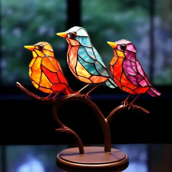 Buntglas-Vogelstatue - Dekorative Vogelfiguren