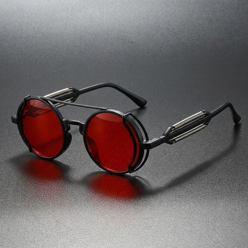 Unisex Spectre polarized sunglasses with vintage style & mecha accents. Metal frame, UV400 protection eyewear.