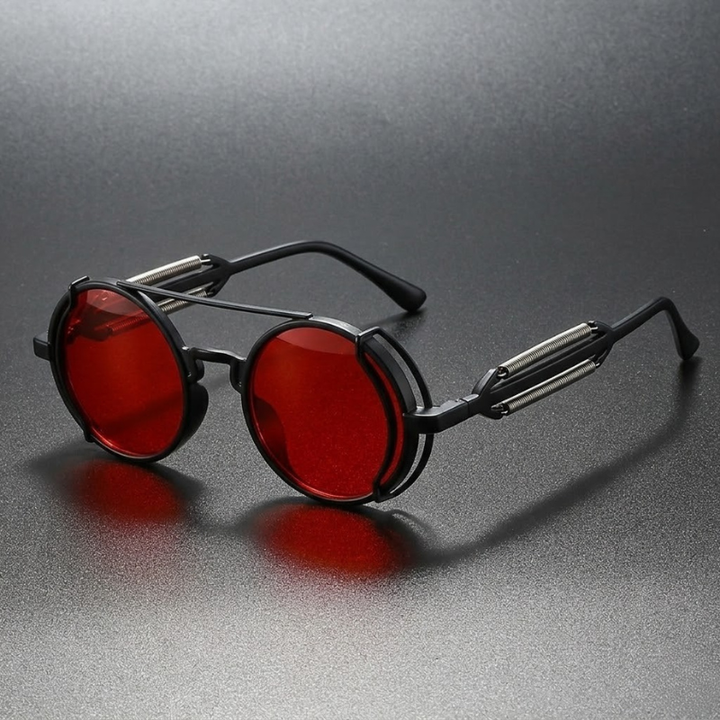 Unisex Spectre polarized sunglasses with vintage style & mecha accents. Metal frame, UV400 protection eyewear.