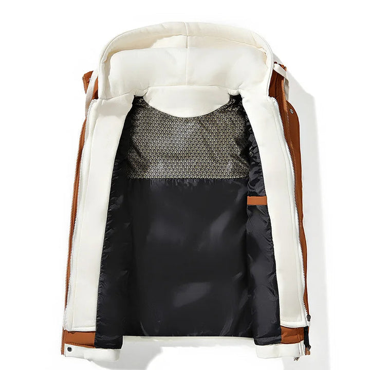 Lightweight men's zip-front hooded puffer vest, perfect for fall/winter casual outerwear and comfort.