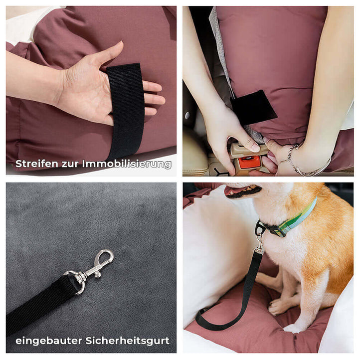 Sicheres Hunde Autobett mit Schutzkissen