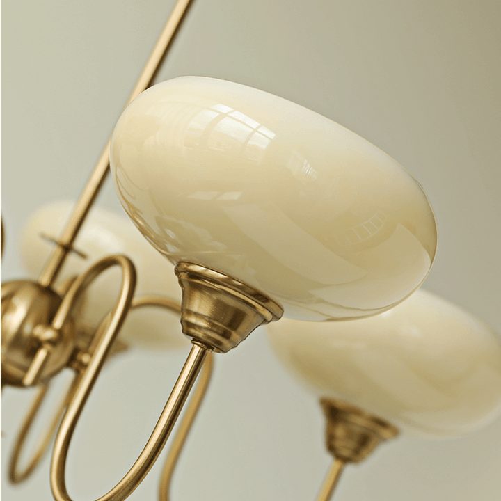 Cremefarbener Kaki Glas-Kronleuchter