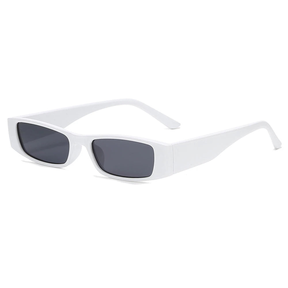 Polycarbonate women's retro slim shades, durable and lightweight with strong UV400 protection.