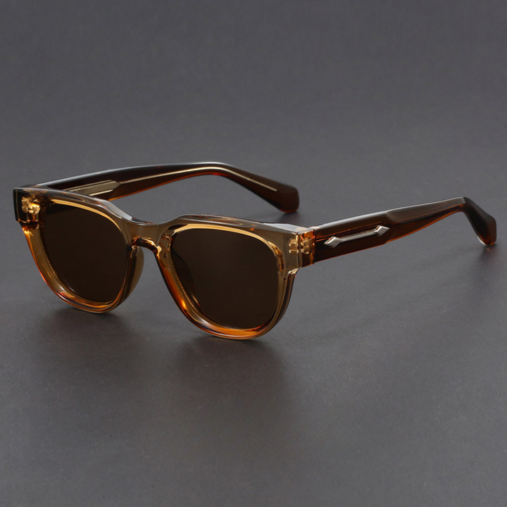 Unisex retro square polarized sunglasses with UV400 protection.