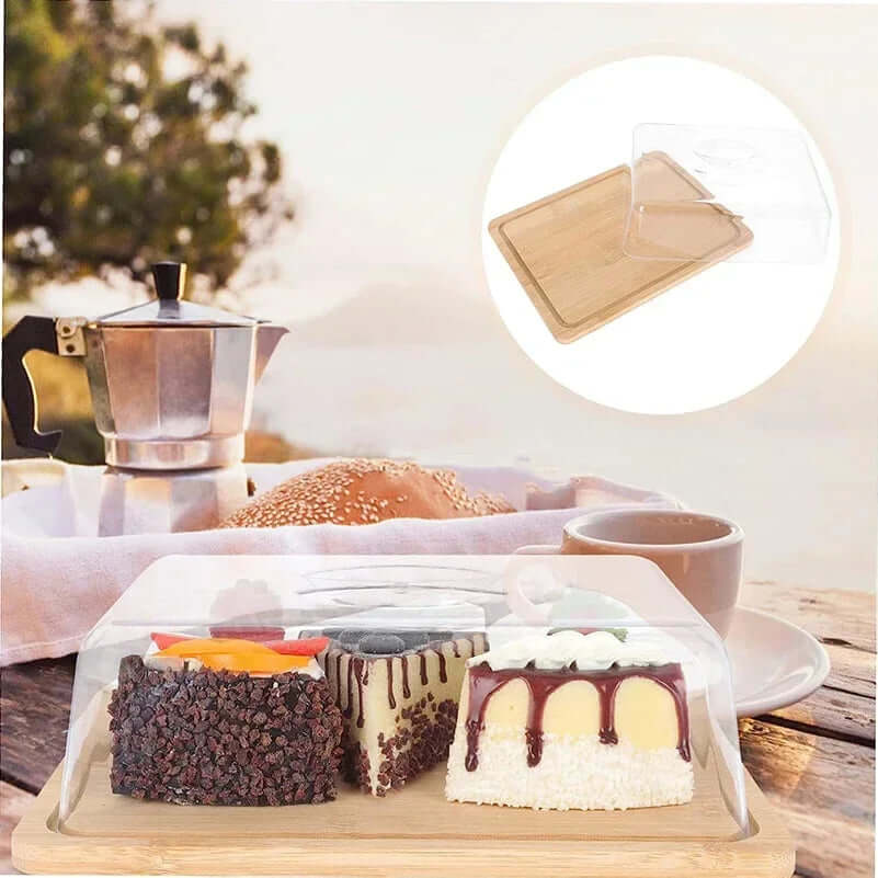 Rechteckige Käse & Butterdose mit Bambusbrett