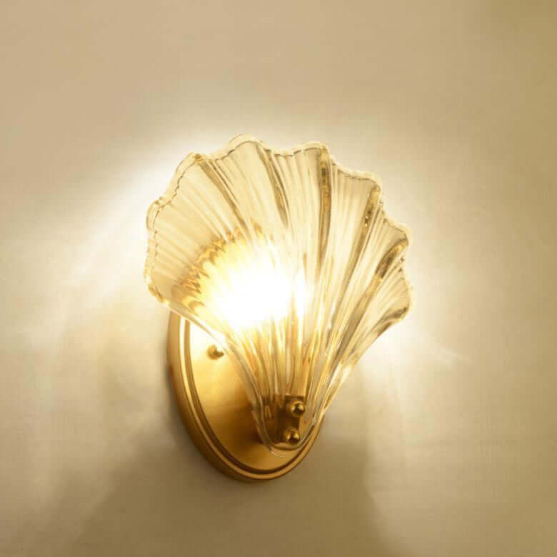 Muschel Wandleuchte aus Messing & Glas
