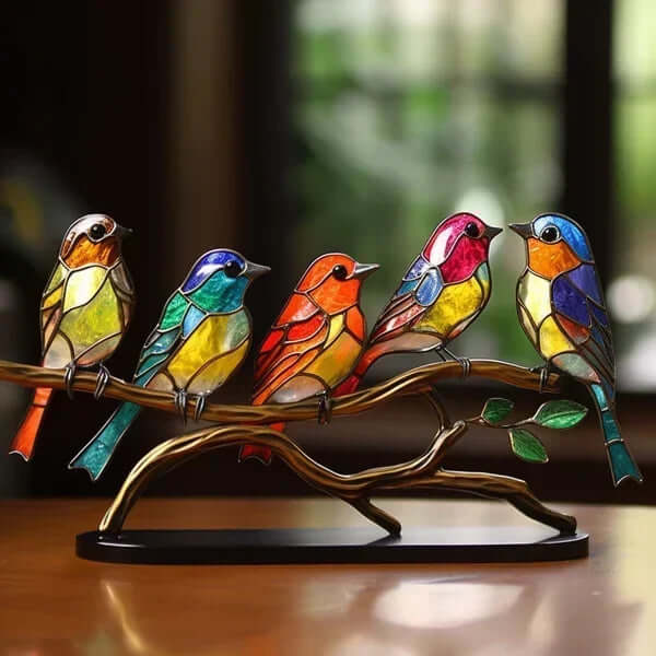 Buntglas-Vogelstatue - Dekorative Vogelfiguren