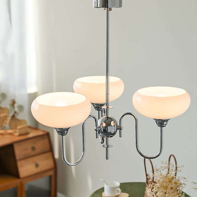 Cremefarbener Kaki Glas-Kronleuchter