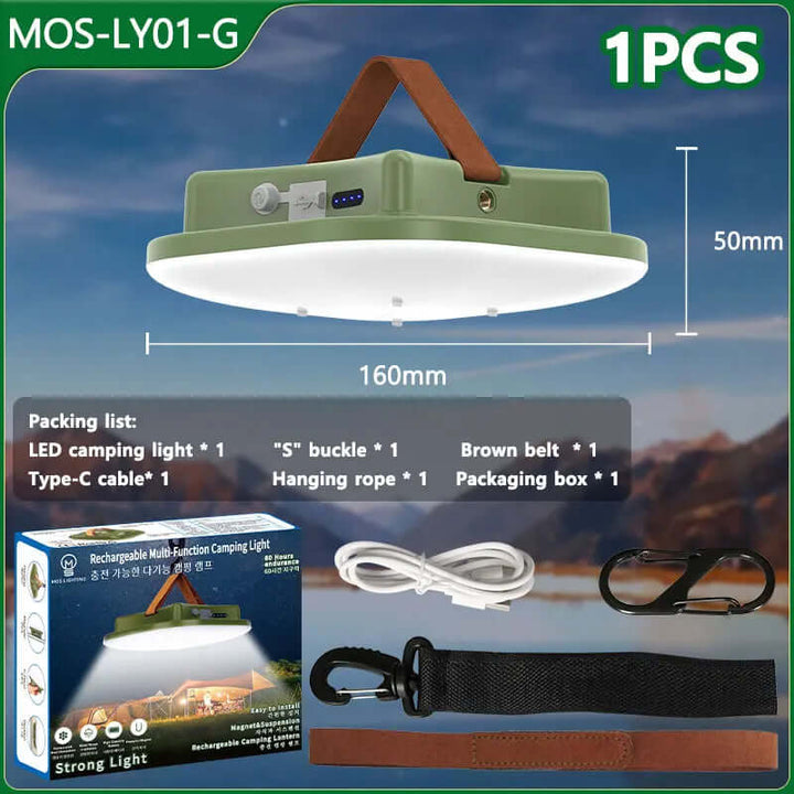 80W LED Solar Campinglampe mit Magnet & Zoom