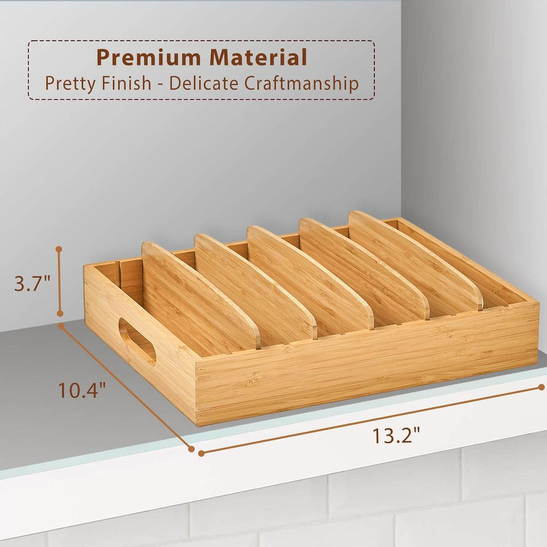 Verstellbarer Bambus-Deckelorganizer für Küche