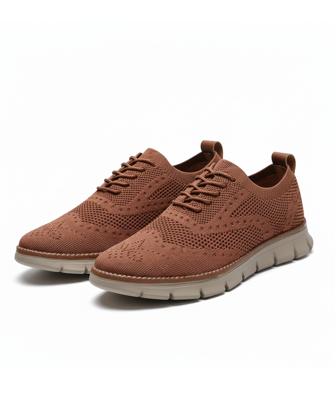 Men's Heritage Dress Sneakers in brown with classic brogue design for versatile style.