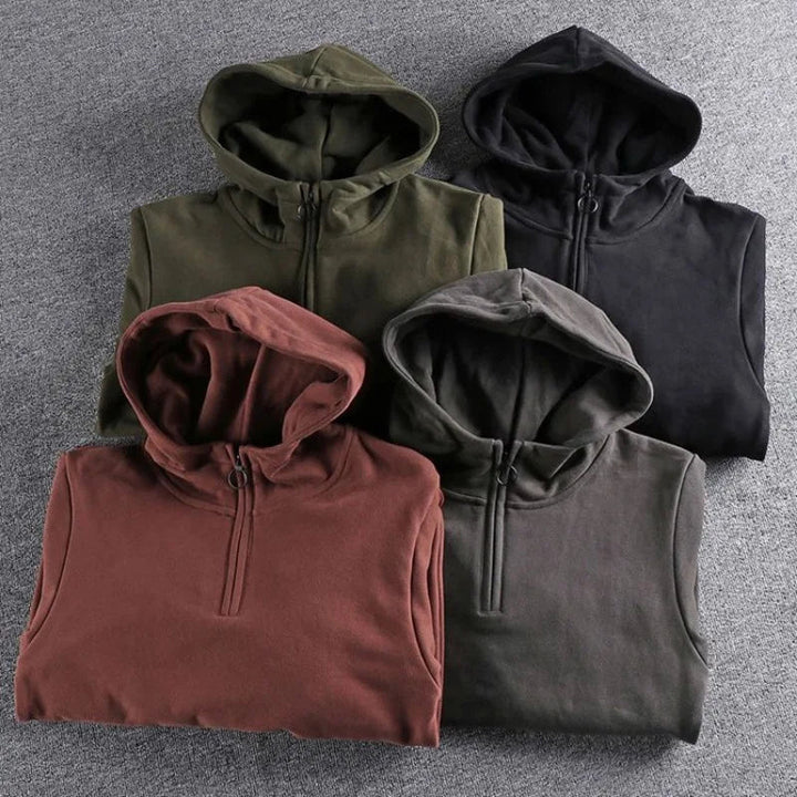 Men's Summit Quarter-Zip Hoodie, a versatile and comfortable layering piece for fall & winter.