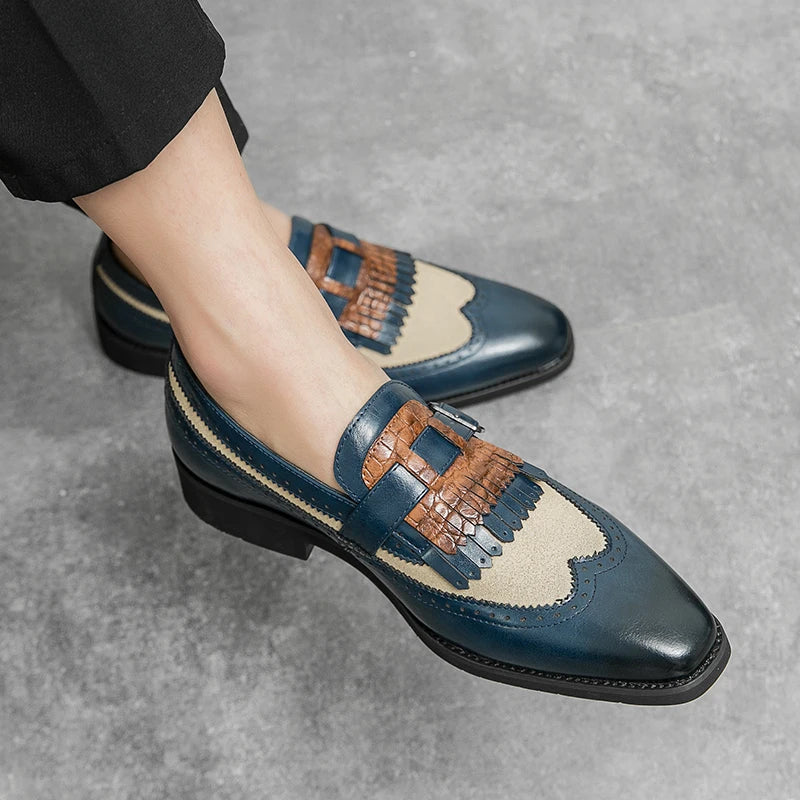 Men's Regent brogue wingtip loafers, easy slip-on dress shoes for a sharp, refined look.