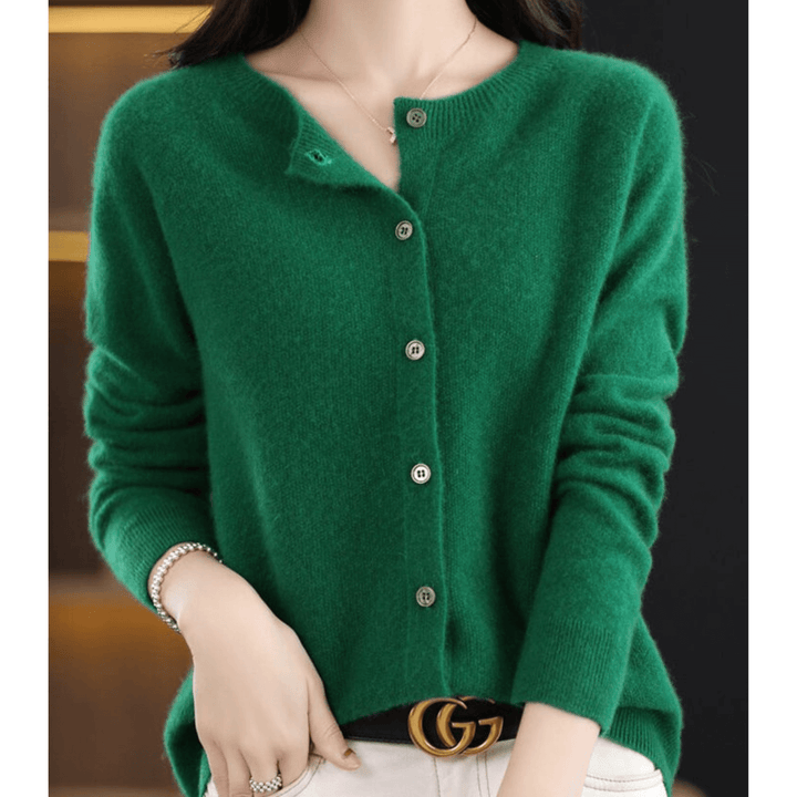 Merinowolle Damen Rundhals Cardigan