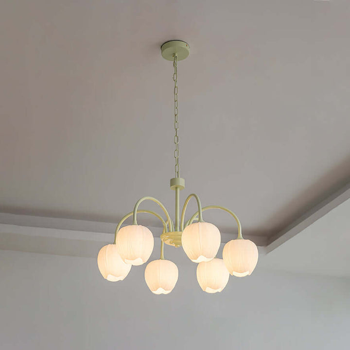 Tulpen-Matcha-Kronleuchter - 5-8 Leuchten