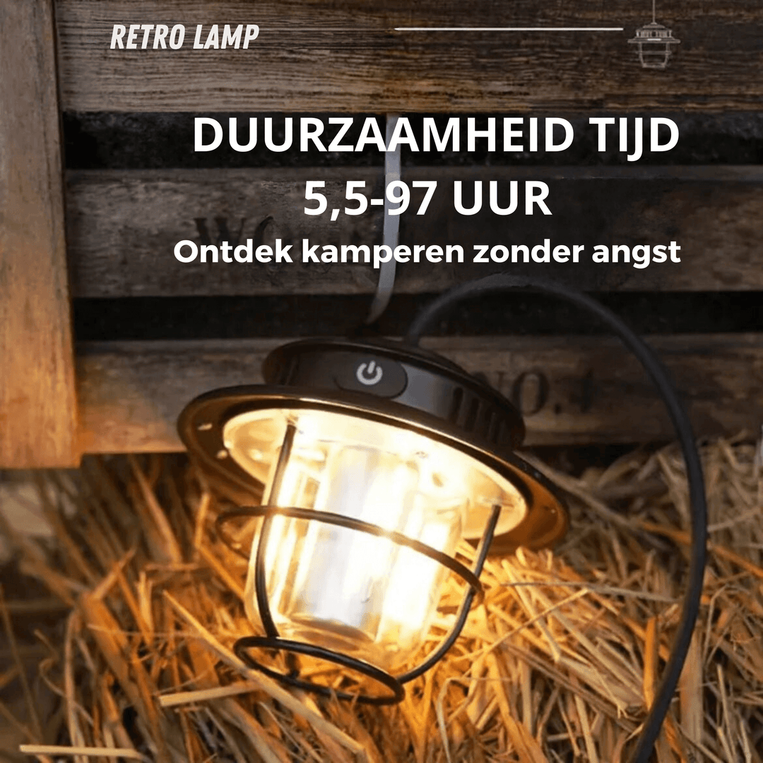 Tragbare LED-Campinglampe mit Retro-Stil