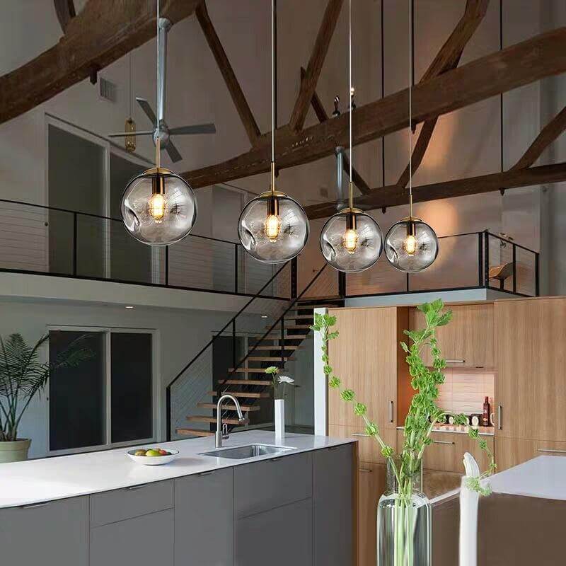 Goldene Glas-Pendelleuchte Kugelform 25cm