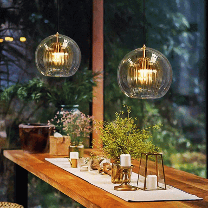 Moderne Hängeleuchte, Aluminium & Glas, LumaLite