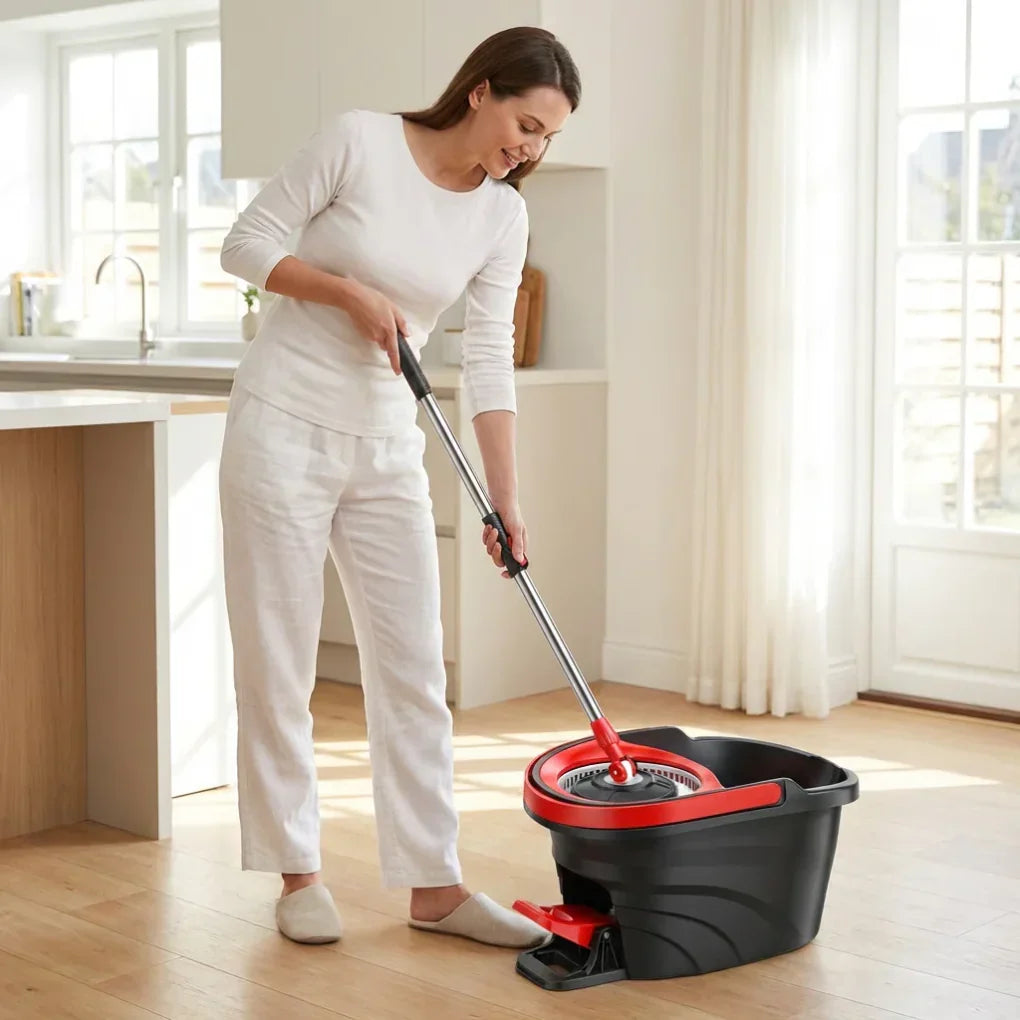 New5 spin mop & bucket cleaning system, featuring a powerful microfiber mop for spotless, efficient home care.