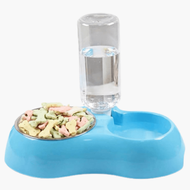 3-in-1 Haustier Fressnapf mit Wasserflasche