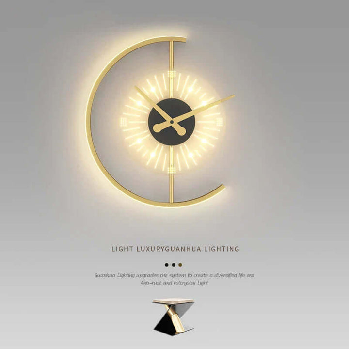 Leuchtende Wanduhr Gold Modern