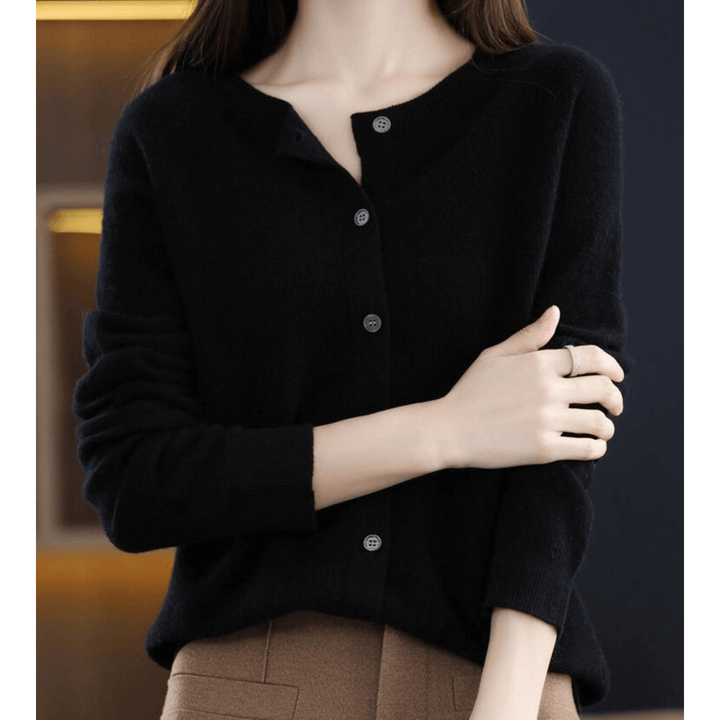 Merinowolle Damen Rundhals Cardigan