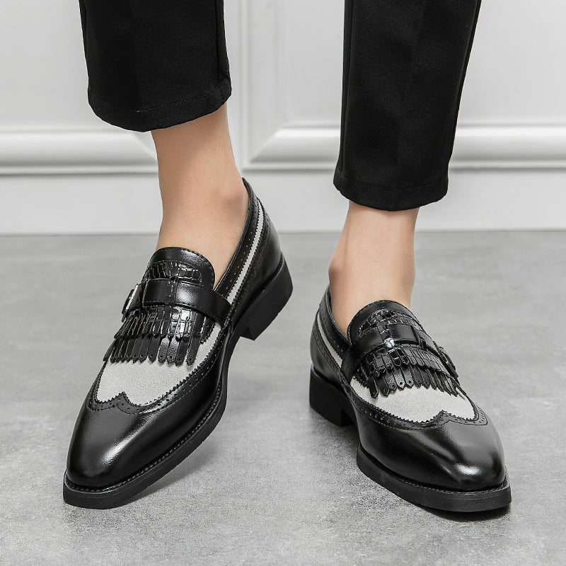 Elegant men's slip-on brogue loafers, Regent wingtip shoes for a polished professional appearance.