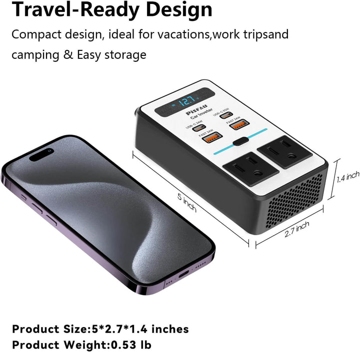200W Auto Wechselrichter 12V auf 220V AC mit USB
