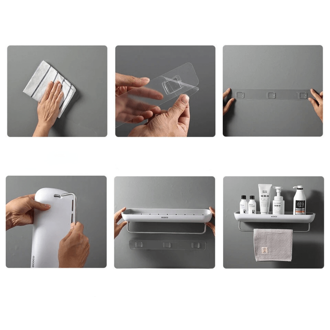 Badezimmer-Organizer - Wandregal mit Handtuchhalter