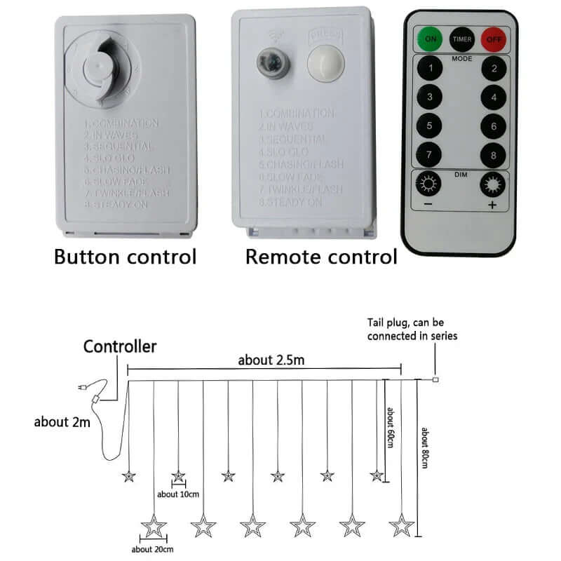 LED Sternenvorhang Lichterkette 3x3m Warmweiß