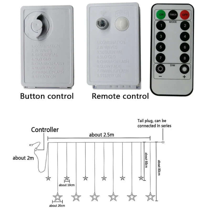 LED Sternenvorhang Lichterkette 3x3m Warmweiß