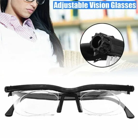 Unisex adjustable focus eyewear for near & far vision. Lightweight reading glasses, perfect for presbyopia.