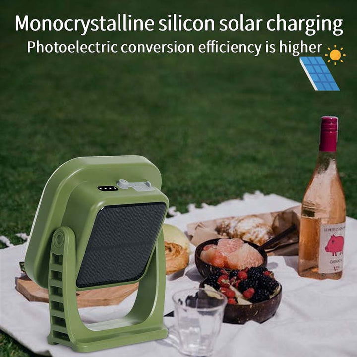 Eco-friendly 80W solar LED lantern, providing bright, sustainable light for your adventures.