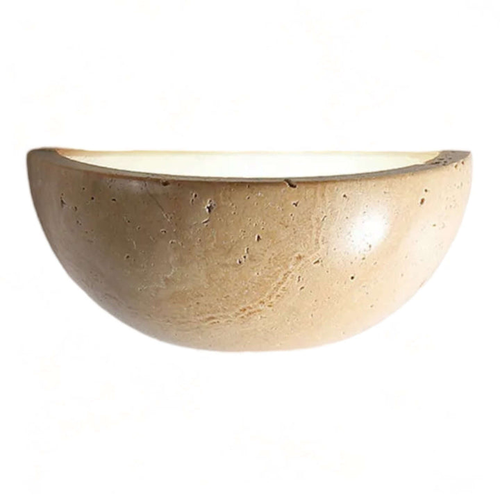 Halbrunde Stein-Wandleuchte mit LED, Wabi-Sabi Stil