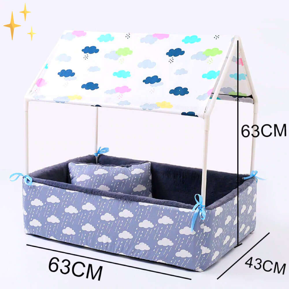 Kuschelige Fleece-Schlafhöhle mit Dach und Kissen