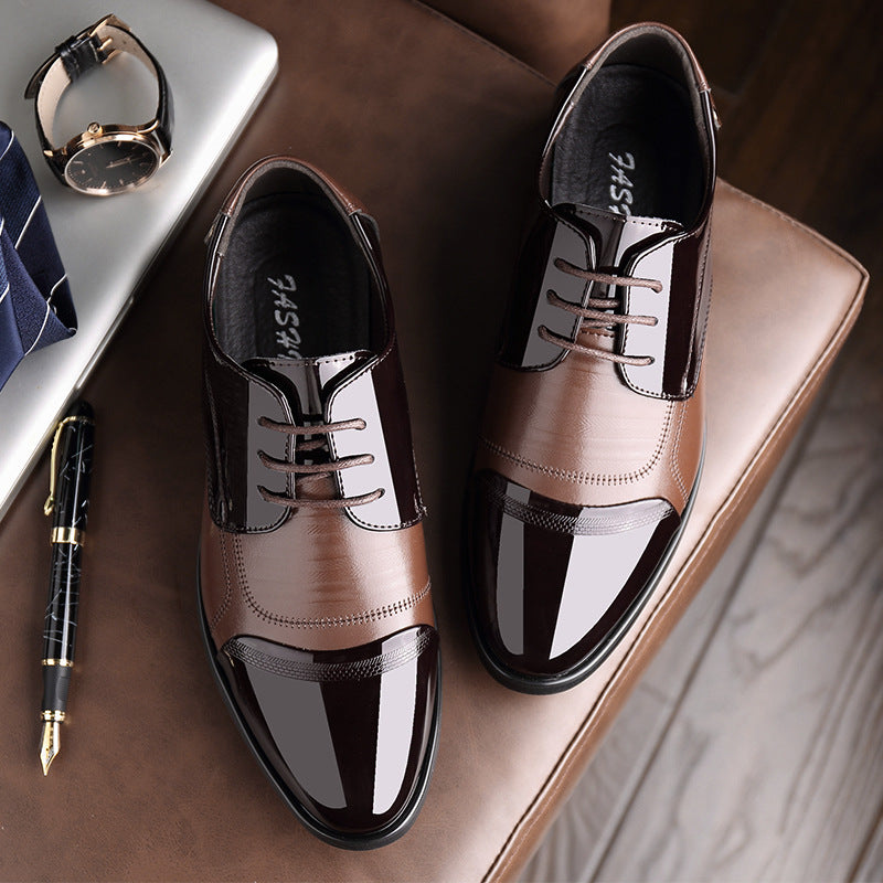 Stylish men's two-tone oxford dress shoes, classic profile for business meetings and formal wear.
