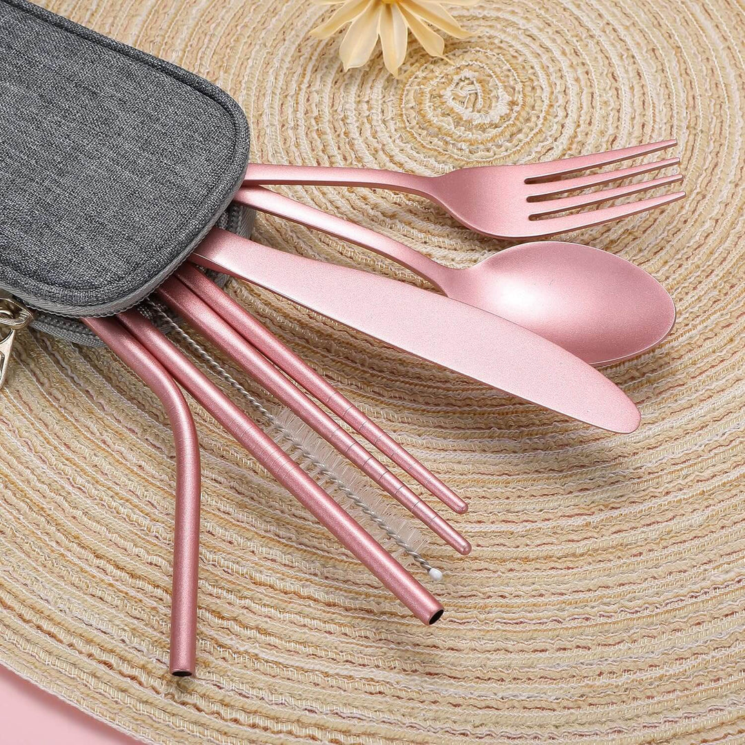 Tragbares Edelstahl Besteckset - Reisebegleiter