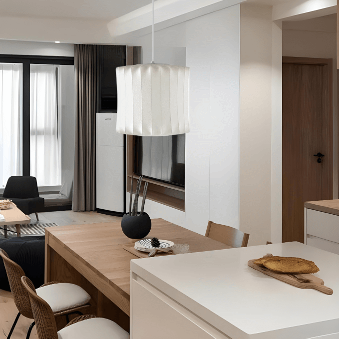 Moderne Hängeleuchte Halbholz Designleuchte