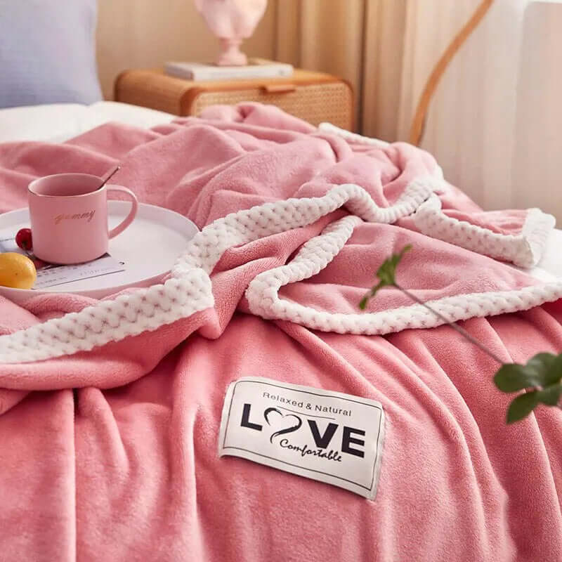 Rosa Flanell-Fleece Kuscheldecke - Weich & Wärmend