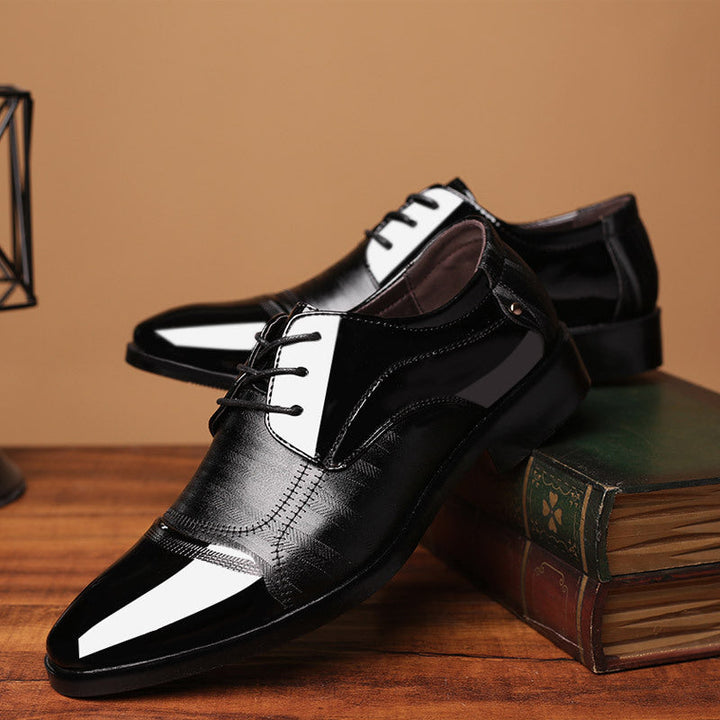 Front view: Men's two-tone oxford dress shoes, sophisticated formal style for galas and events.
